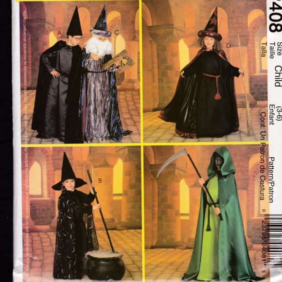 2001 McCall's Pattern Child Sz 3-6 #P408 Costumes, wizard, witch - Uncut FF - Picture 1 of 1